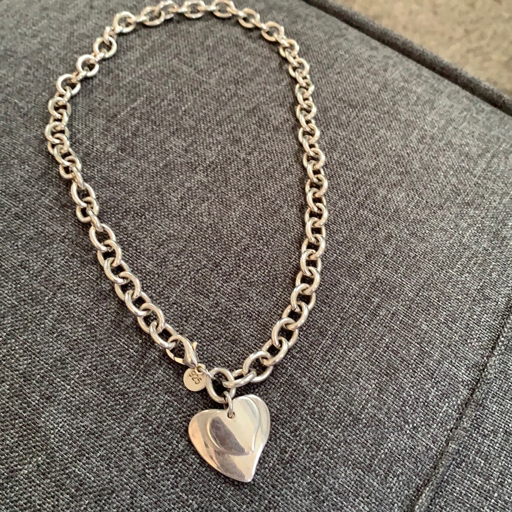 925 SS Heart chain choker necklace